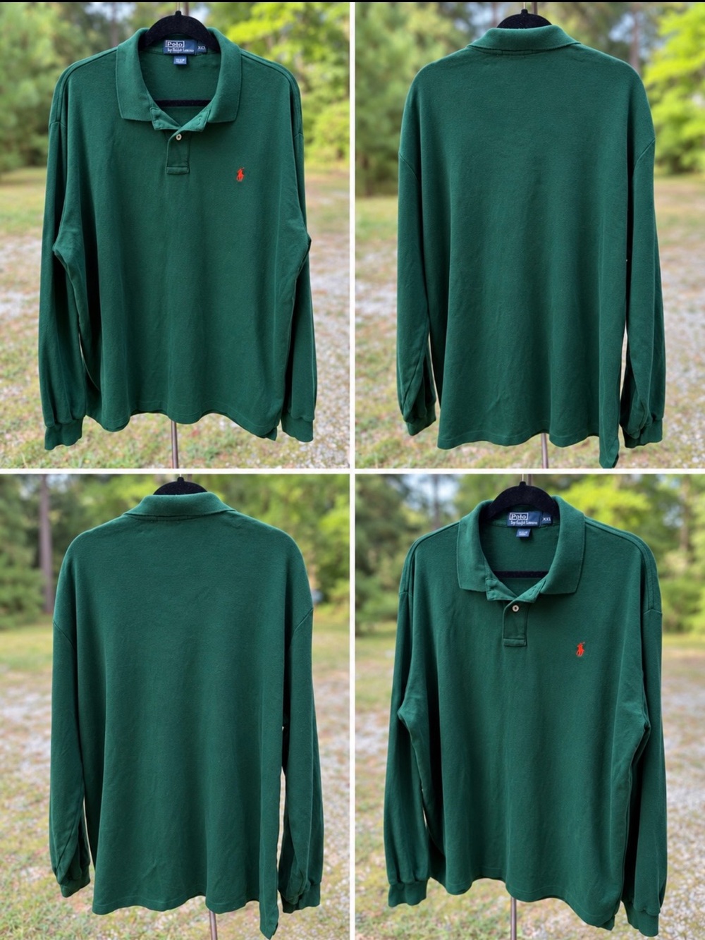 Polo by Ralph Lauren Forest Green Long-Sleeve Polo with Red Pony